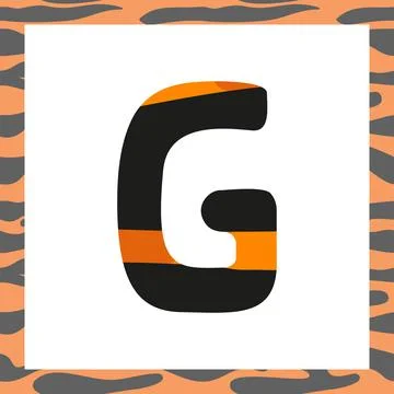 Letter G with tiger pattern Stock Illustration