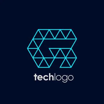 Letter G Triangle Polygon Tech Logo Stock Illustration