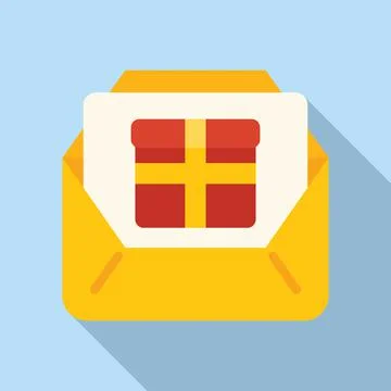 Letter gift icon flat vector. Open present Stock Illustration