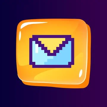 Letter glossy ui button with pixelated color icon 스톡 일러스트
