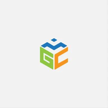 Letter gmc creative box logo template design vector creative Stock Illustration
