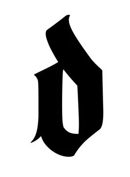 Letter, in the Gothic style. Vector. Alphabet. Calligraphy and lettering. Med Stock Illustration