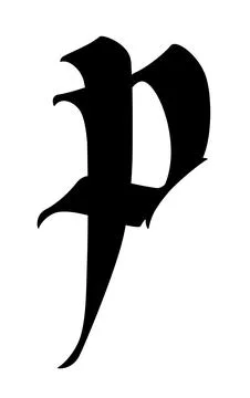 Letter, in the Gothic style. Vector. Alphabet. Calligraphy and lettering. Med Stock Illustration