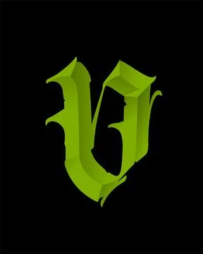 Letter in the Gothic style. Vector. Alphabet. Calligraphy and lettering. Medi Stock Illustration