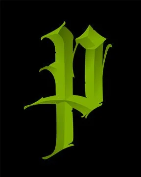 Letter in the Gothic style. Vector. Alphabet. Calligraphy and lettering. Medi Stock Illustration