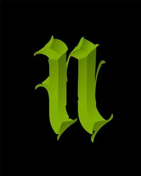 Letter in the Gothic style. Vector. Alphabet. Calligraphy and lettering. Medi Stock Illustration