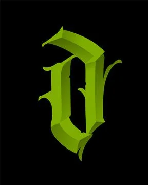 Letter in the Gothic style. Vector. Alphabet. Calligraphy and lettering. Medi Stock Illustration