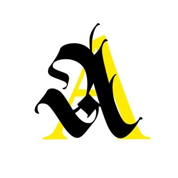 Letter A, in the Gothic style. Vector. Alphabet. The symbol is isolated on a Stock Illustration