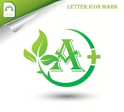 Letter A with green leaf vector template Stock Illustration