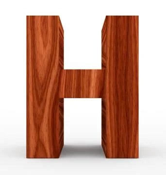 Letter H 3d wooden isolated on white Stock Illustration