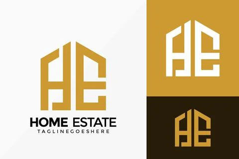 Letter H and E Home Estate Logo Vector Design. Brand Identity emblem, designs Stock Illustration