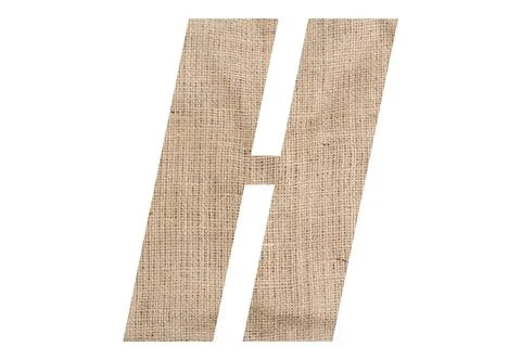 Letter H with burlap texture on white background Stock Illustration