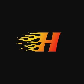 Letter H Burning flame logo design template Stock Illustration