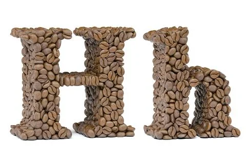 Letter H from coffee bean isoilated on white. Coffee alphabet font. Stockillustratie