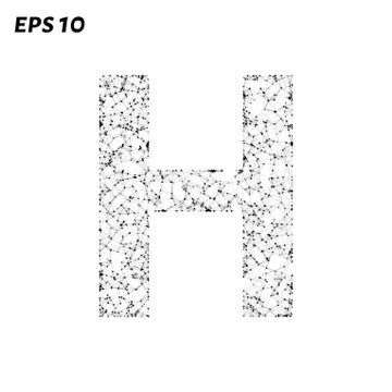 The letter H consists of points, lines and triangles. Vector illustration. Stock Illustration