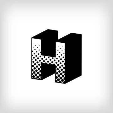 Letter H with creative shadow, pop art dot design alphabet sign. Stock Illustration