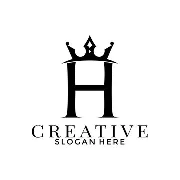 Letter H with Crown logo, Simple Elegant Initial logo design template Stock Illustration