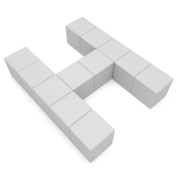 Letter h cubic white Stock Illustration
