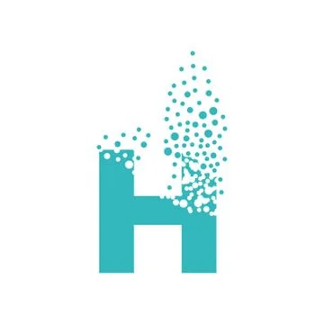Letter H dispersing into a cloud of bubbles Stock Illustration