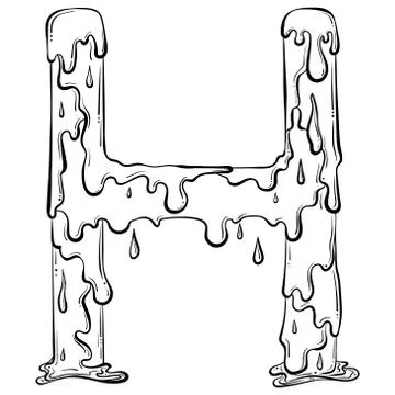 Letter H with flow drops Stock Illustration