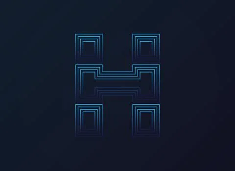 Letter H font, digital technology design, network concept.  Vector illustrati Stock Illustration
