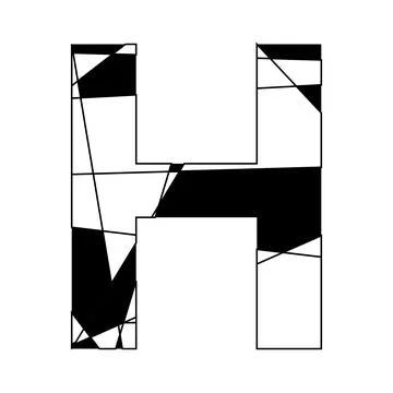 Letter H geometric design, Monogram alphabet art, Abstract black and white gr 스톡 일러스트