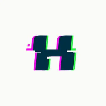 Letter H. Glitch font, vector isolated abstract symbol with digital noise Stock Illustration