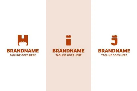Letter H I J Bread Modern Logo Set, symbolizing freshness, craftsmanship, a.. Stock Illustration