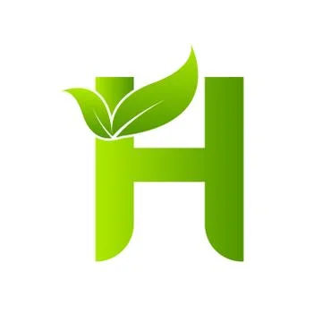 Letter H with leaf element, Ecology concept Stock Illustration
