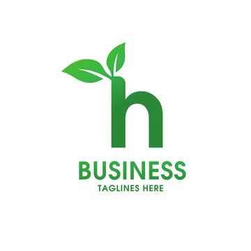 Letter H with leaf logo isolated on white background Stock Illustration