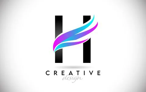 Letter H Logo with creative gradient swooshes. Creative elegant letter H with Stock Illustration