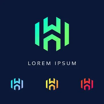 Letter H logo design template elements, initial H Font Icon inside Polygon Stock Illustration