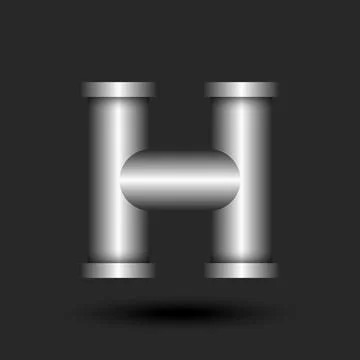 Letter H logo monogram 3d metallic line pipe construction with flanges shap.. Stock Illustration