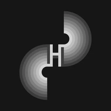 Letter H logo monogram with rounded abstract wings monochrome typographic ide Stock Illustration