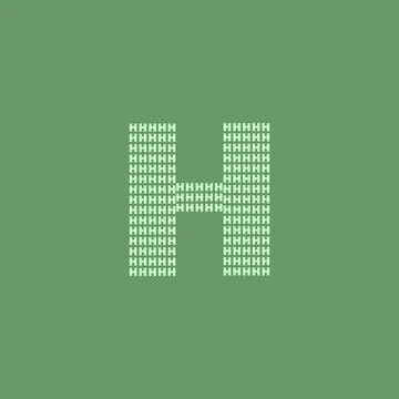 Letter H logo with pixel pattern Illustrazione stock