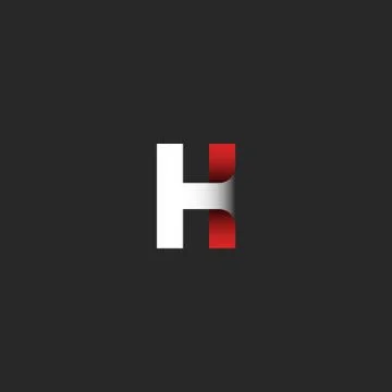 Letter H logo. A symbol with a gradient of white and red paper tape material  Stock Illustration