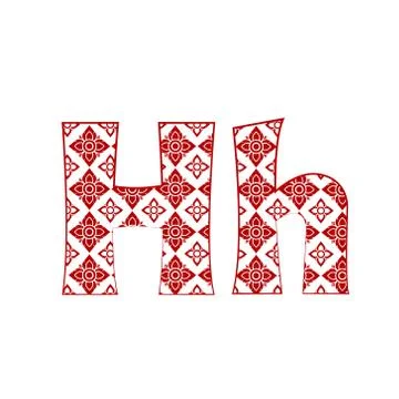 Letter H Logo Template Design made from line thai art pattern. 스톡 일러스트