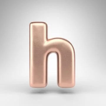 Letter H lowercase on white background. Matte copper 3D letter with shiny met イラスト素材