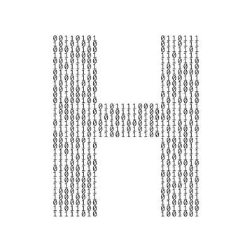 Letter H made from binary code digits. Technology background 스톡 일러스트