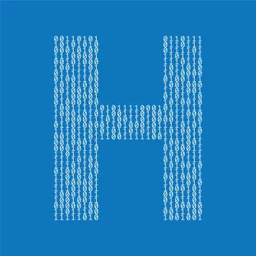 Letter H made from binary code digits. Technology background イラスト素材