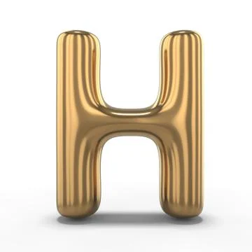 Letter H made of inflatable balloon isolated on white background. 3D Illustrazione stock