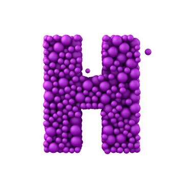 Letter H made of plastic beads, purple bubbles, isolated on white, 3d render Stock Illustration