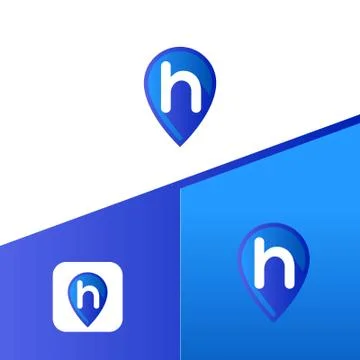 Letter H With Map Pointer icon or logo design template elements Stock Illustration