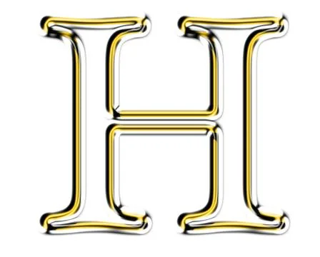 Letter h from metal solid alphabet. 스톡 일러스트