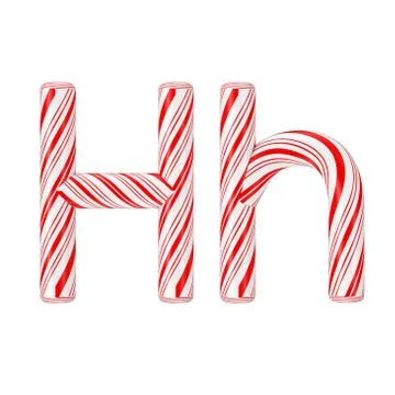 Letter H Mint Candy Cane Alphabet Collection Striped in Red Christmas Colour  Illustrazione stock