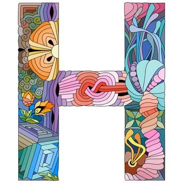 Letter H monogram, engraving design. Vector illustration. Ilustración de archivo