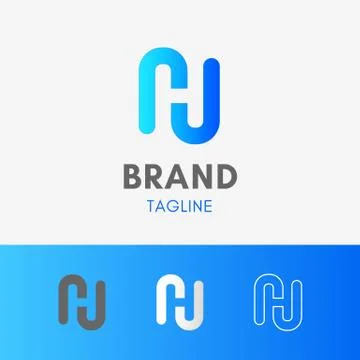 Letter H Negative Space Logo template element symbol in sky blue color Stock Illustration