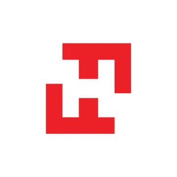 Letter h negative space square logo vector Stock Illustration