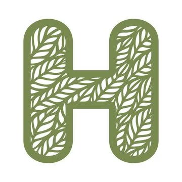 Letter H with a pattern of leaves.  Stock Illustration
