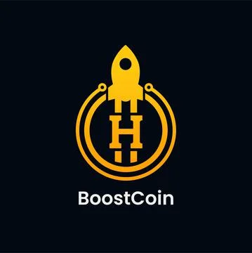 Letter H Rocket Boost Coin Logo Design Stock Illustration